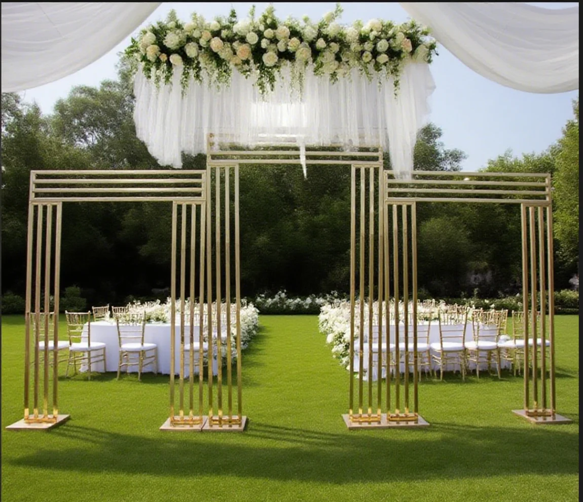 

Glamorous Gold Metal Arch Frame Combo - Ideal for Wedding Decor, Flower Stand & Backdrop