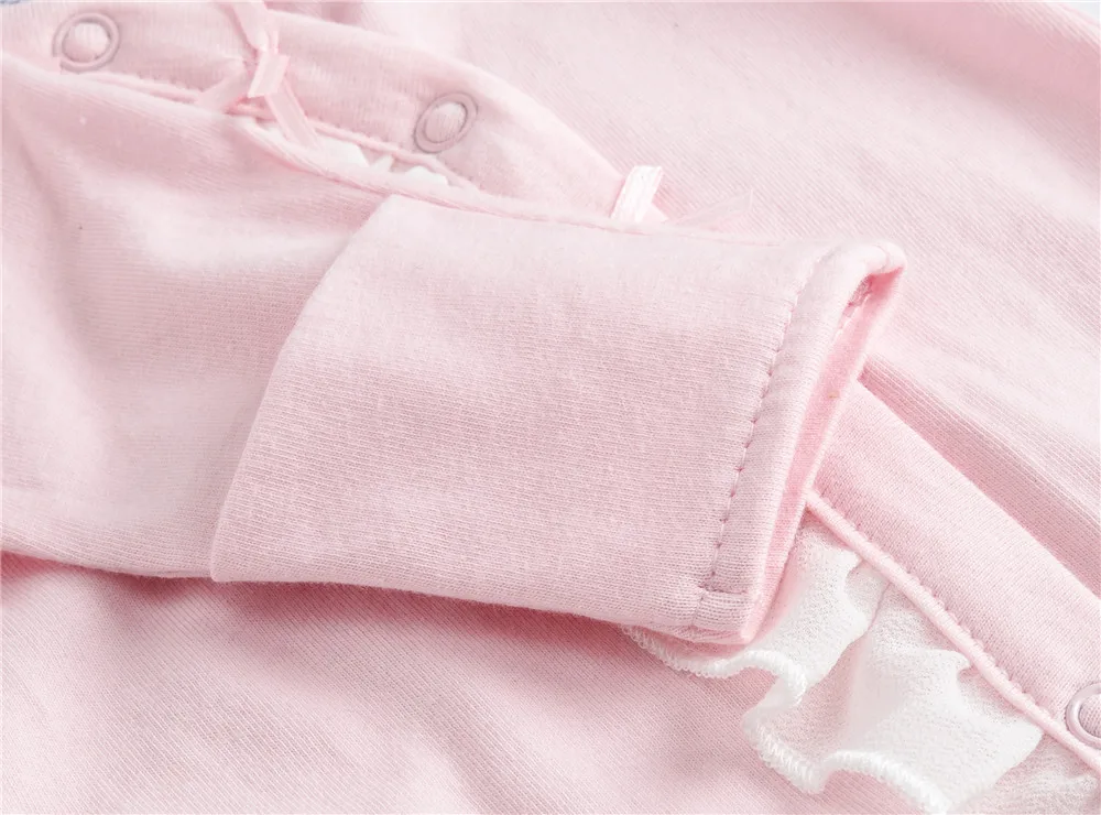 Kavkas Baby Girls Rompers Long Sleeve Pink Cotton Babies Sleepwear Girl Pajamas Newborn 0-3 months Baby Clothing