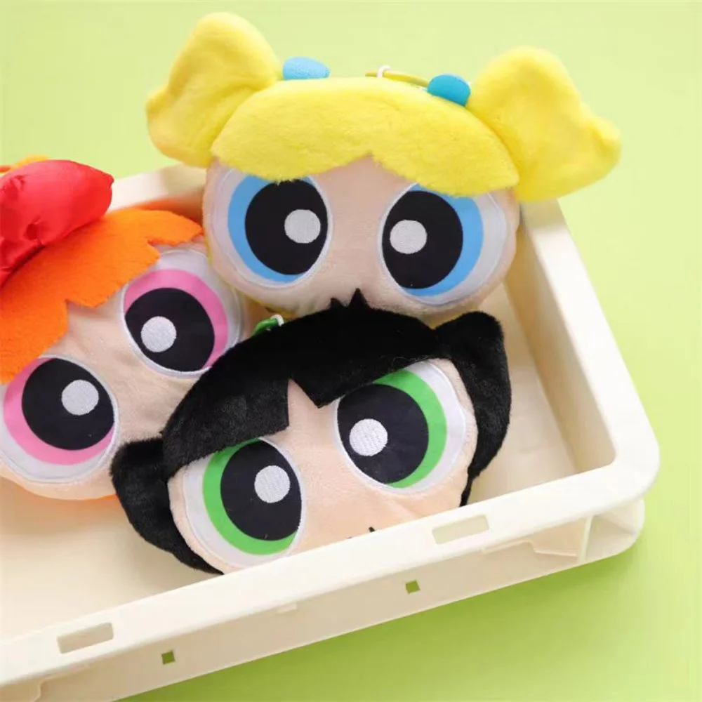 Genuine The Powerpuff Girls Plush Coin Purse Keychain Kawaii Portable Charging Cables Earbuds Lipstick Storage Bag Girls Gifts
