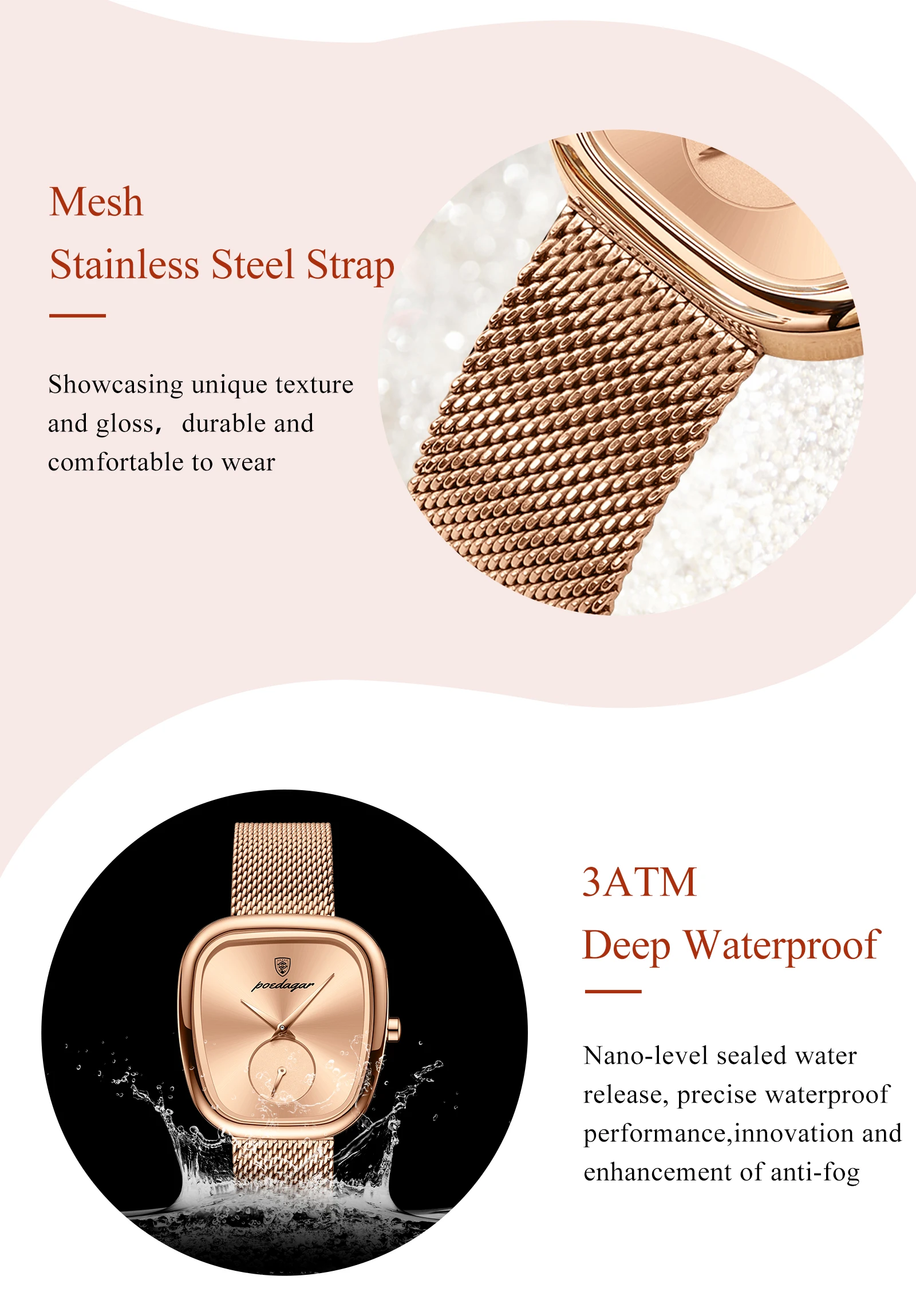 POEDAGAR Luxus Marke Frau Uhr Wasserdichte Edelstahl Mesh frauen Uhren Mode Elegante Quarz Damen Armbanduhr Reloj – Detail 10