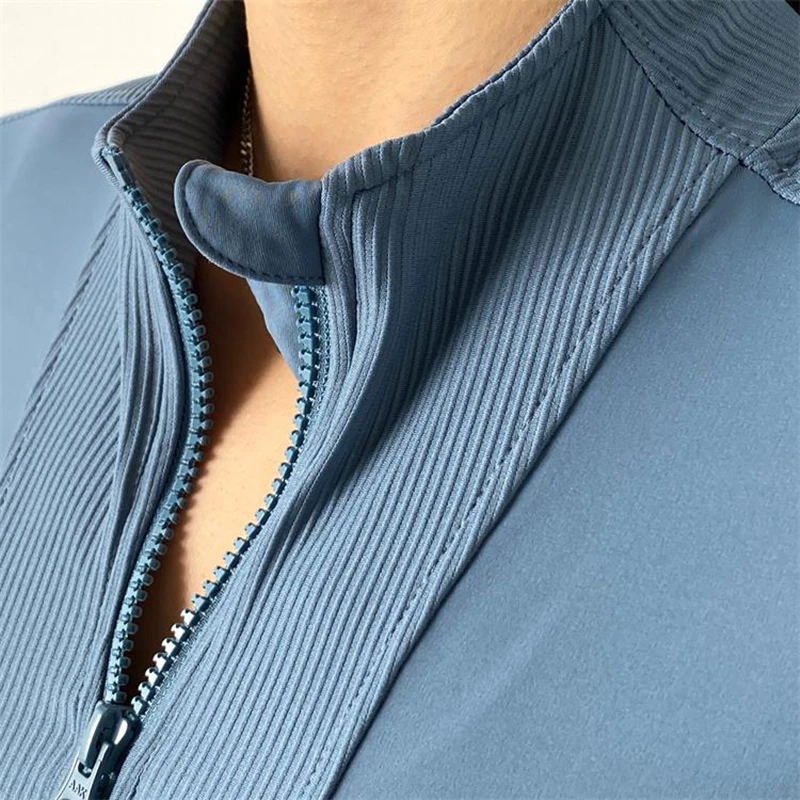 Chaqueta deportiva de cuello alto con media cremallera, cortavientos, ropa de Yoga ajustada, estilo corto, ciclismo, Fitness, Top corto de manga