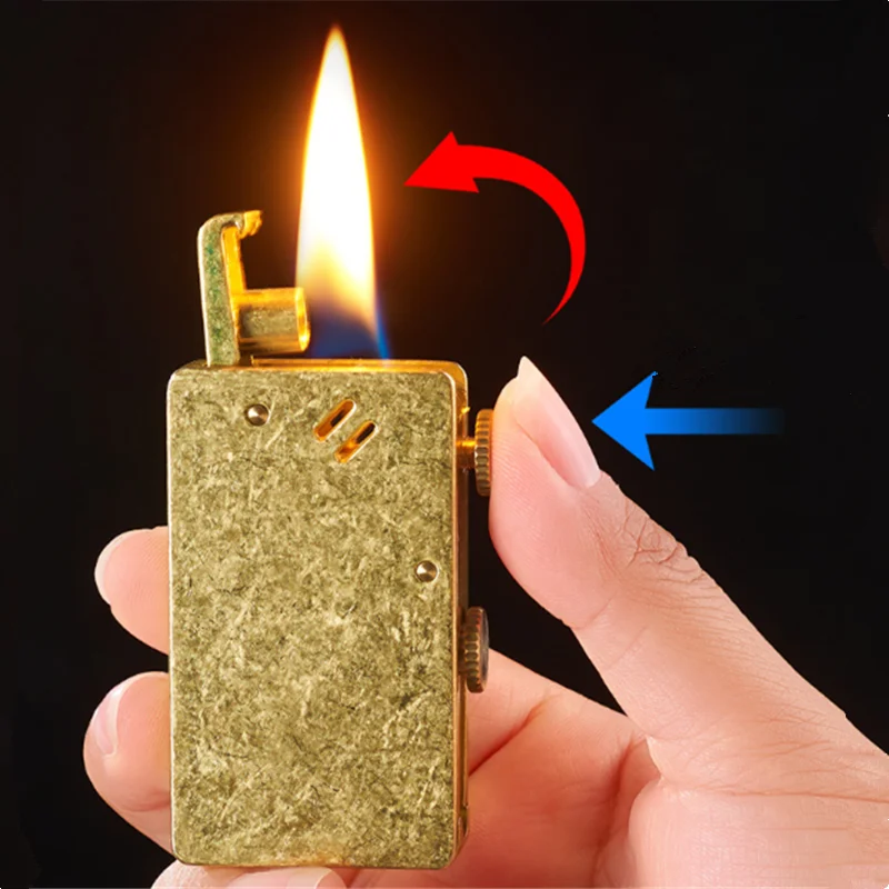 

New Vintage Retro Oil Lighter with Knife Creative Press One Button Ignition Portable Grinding Wheel Lighters Smoking Men's Gift