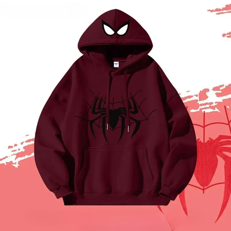 Spider Man Hoodie Spider Print Hooded Sweater Hip-Hop Loose Sweatshirt Casual Fashion Thin/Thick Top Woman Man Clothes Xmas Gift