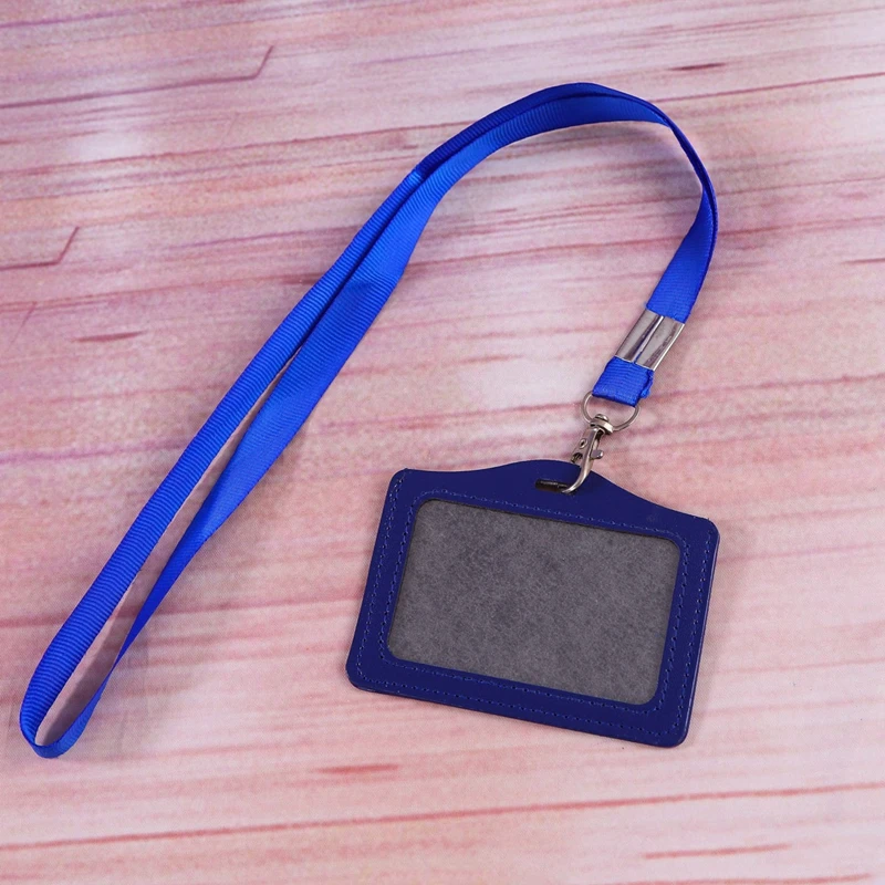 Imagem -02 - Horizontal pu Leather Badge Holder id Tag Working Permit Case Work Card Cover Employees Card Sleeve