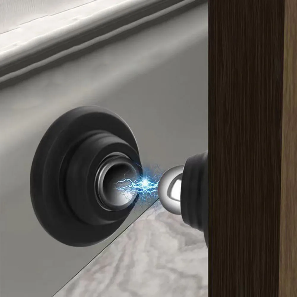Tope de puerta Tope de puerta magnético corto anticolisión Tope de puerta a prueba de viento negro gris hogar dormitorio succión de puerta sin perforaciones