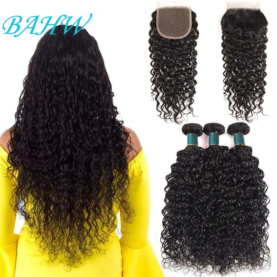 

Малайзийские пучки волнистых волос с кружевной застежкой 4x4, кружевная застежка из натуральных волос с пучком наращивания волос для чернокожих женщин