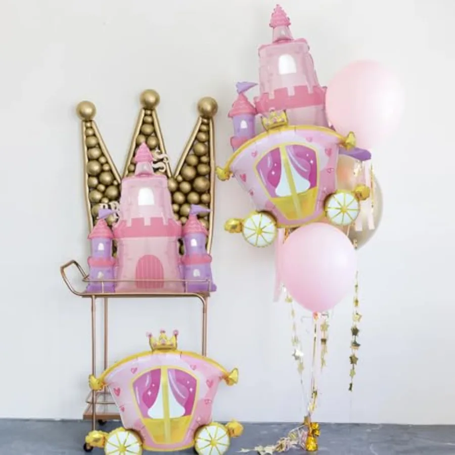 Castle Balloons Foil Carriage Balloons for Princess Baby Shower Decorations Princess Birthday Party Decorations