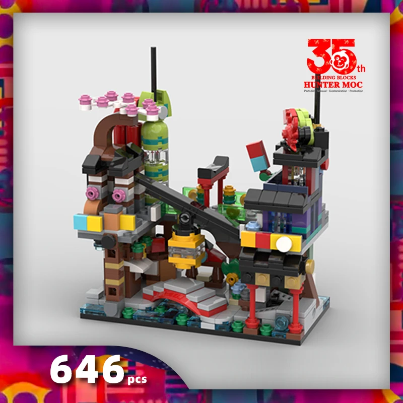 Htmoc 646pcs Ninja Stadthaus Set Bausteine DIY Tempel mit Filmen Figuren Modell Ziegel Spielzeug Sammlung Geschenke für Erwachsene