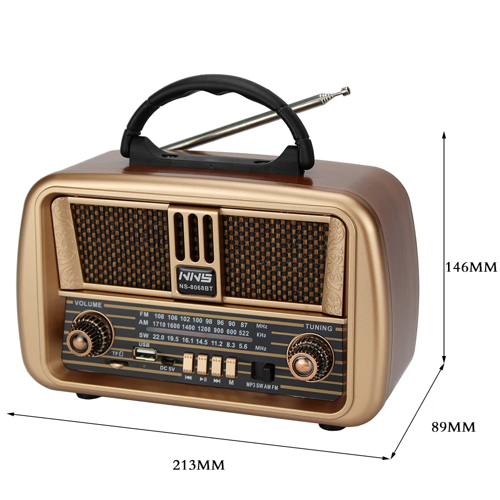 Portable UM-1X2 battery warehouse radio 57MM 8 watt speaker radio 1200mah rechargeable battery radio NS-8068BT