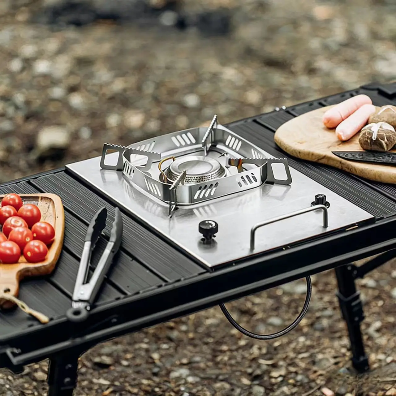 Outdoor Tables Folding Portable Igt Aluminum Tactical Camping Table with Stove Outdoor Weatherproof Dining Table Camping Kitchen