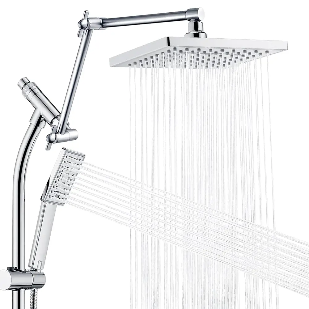

AllexpreskRain Shower Heads System, Rainfall Shower Head with Handheld Spray Combo Includes Solid Brass Slide Bar, Height Adjust