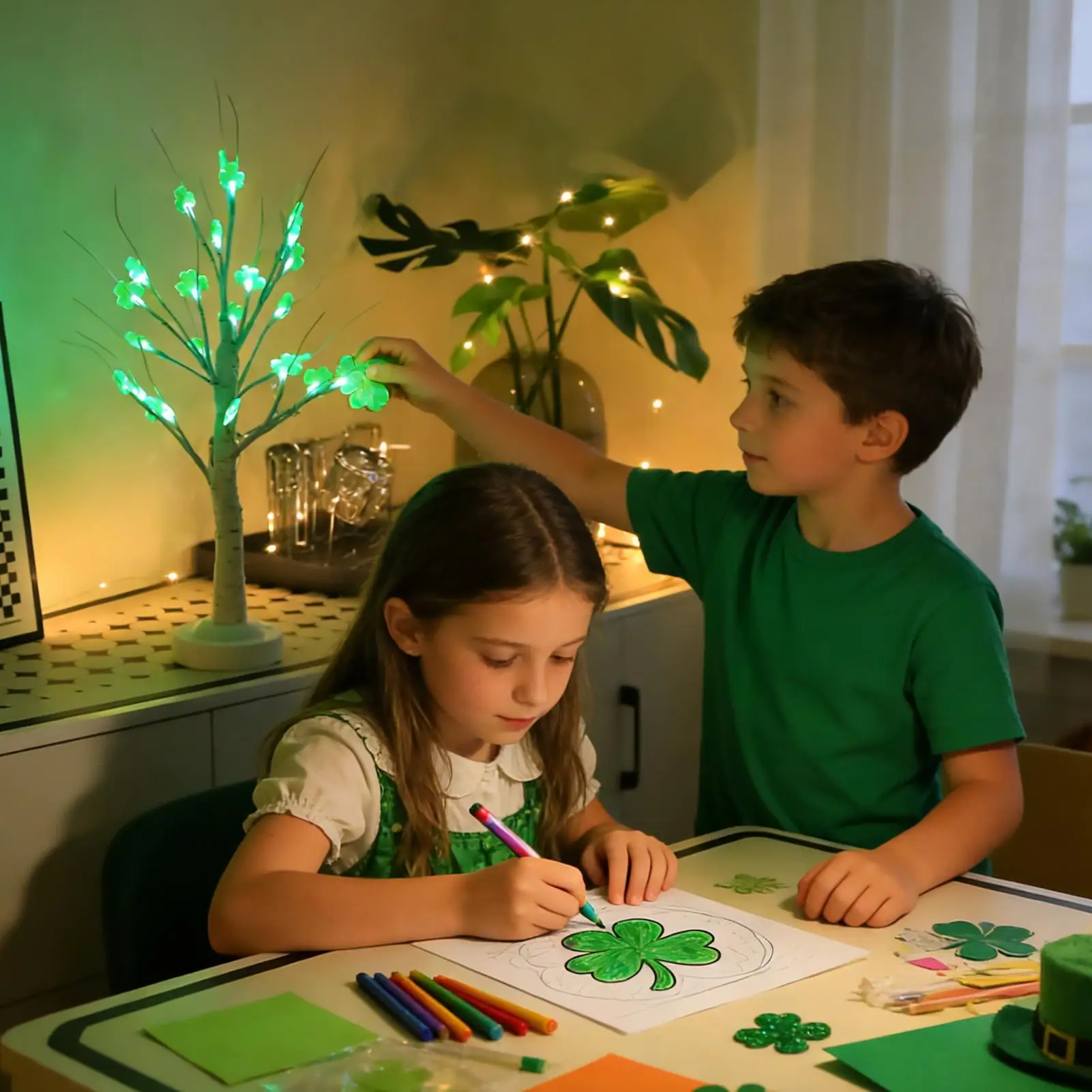 St. Patrick's Day Decorations LED Table Centerpiece St Patricks Day LED Lighted Trees For Wedding Bedroom Christmas Thanksgiving