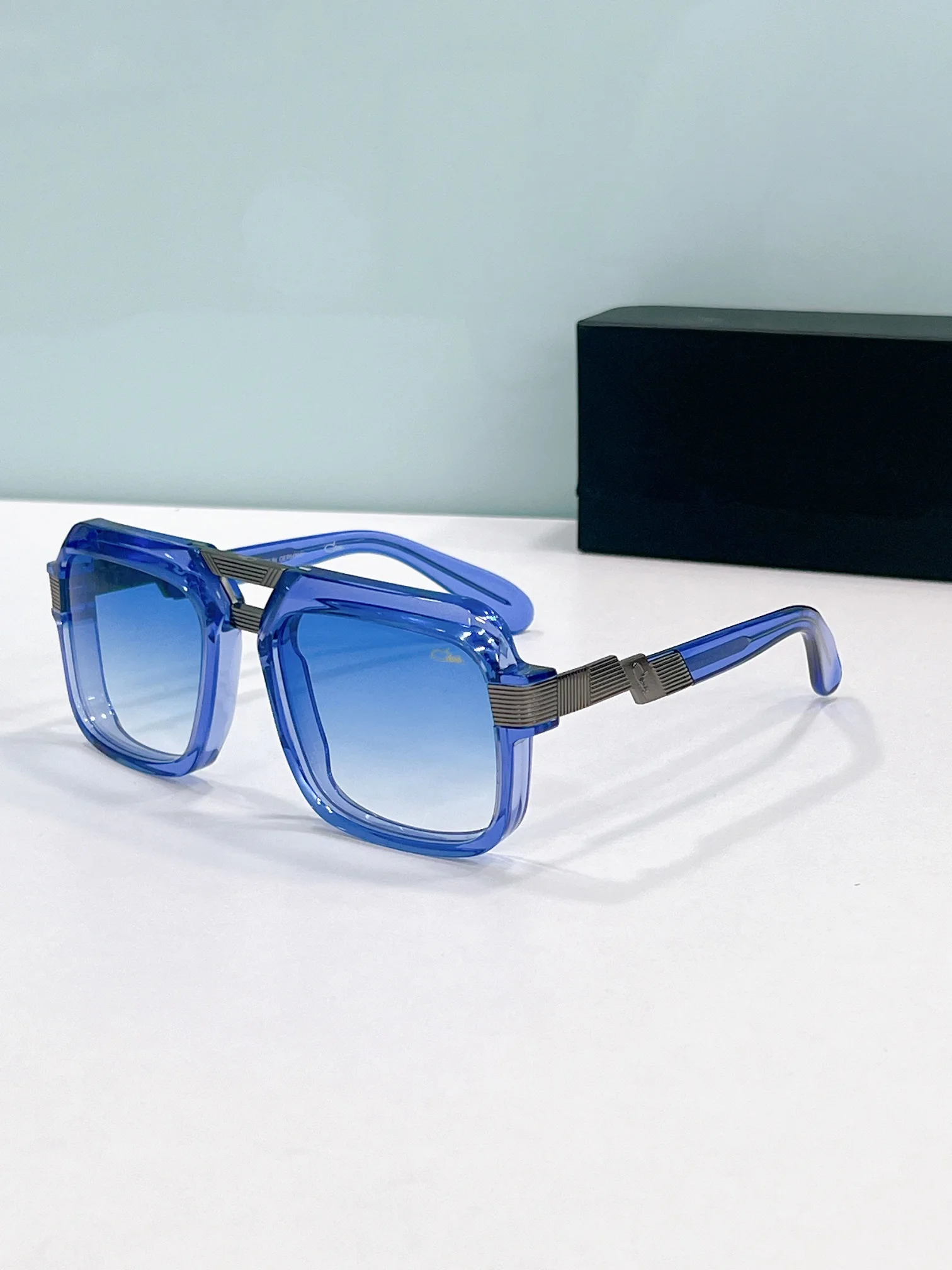 

Original CCAZAL MOD669 Retro Premium Blue Acetate+Alloy Frame Men Sunglasses UV400 Leisure Business Square Women Couple Eyewear