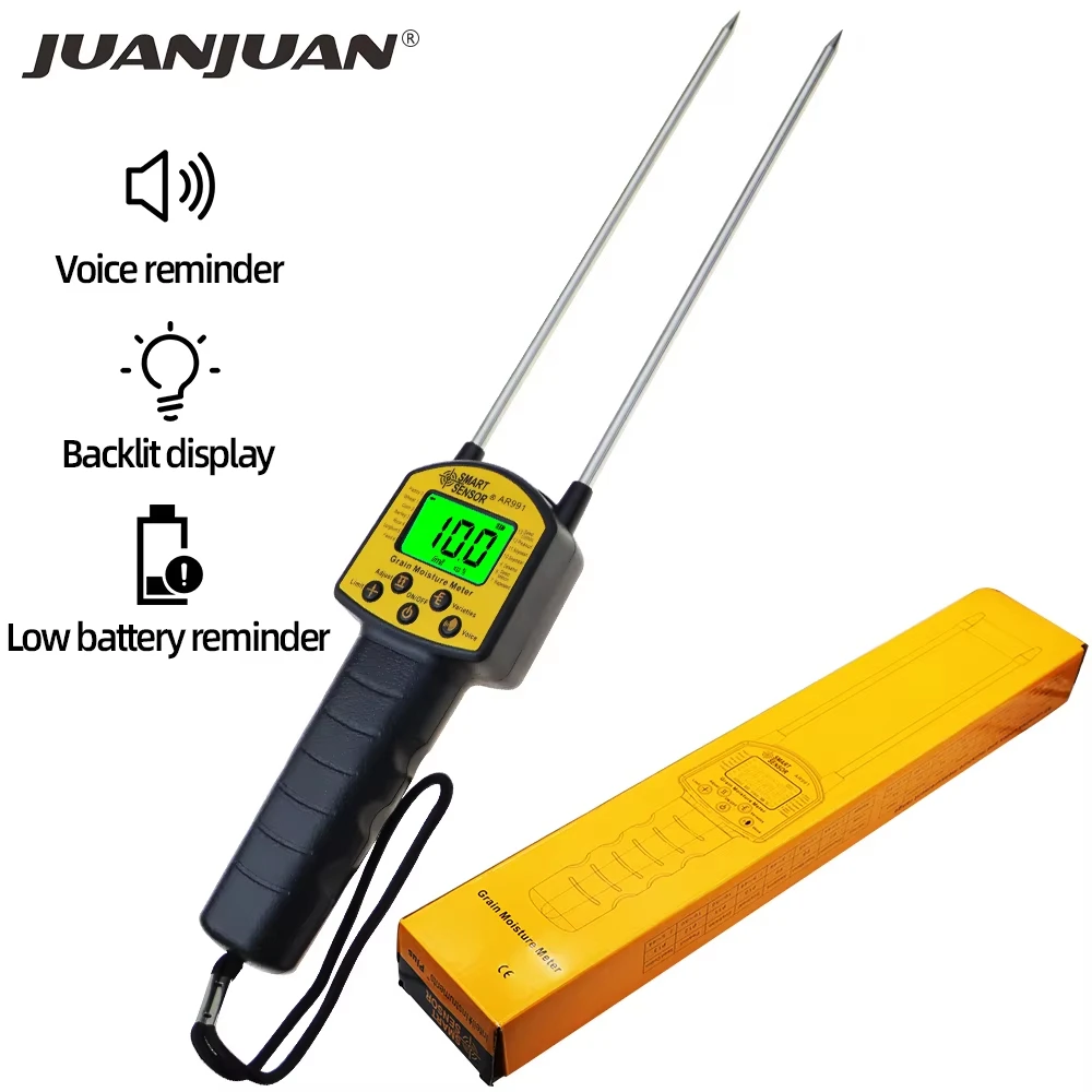 Portable TK100 Grain Moisture Tester Hygrometer, Grain Moisture Analyzer for Corn Wheat Peanut Bean Paddy Accurate Grain