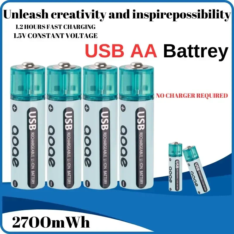 2700mWh AA 1.5v USB lithium battery rechargeable battery for Remote Control Mouse Small Fan Electric Toy baterias recargables aa