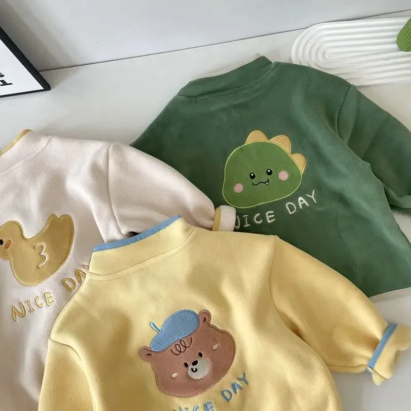 Neue Polarfleece-Strickjacke für Kinder, Jungen und Mädchen, Winterjacke für Kinder, warme Kapuzenjacke für Babys, einfarbige Mäntel, lässige Oberbekleidung für Kleinkinder. – Detail 4