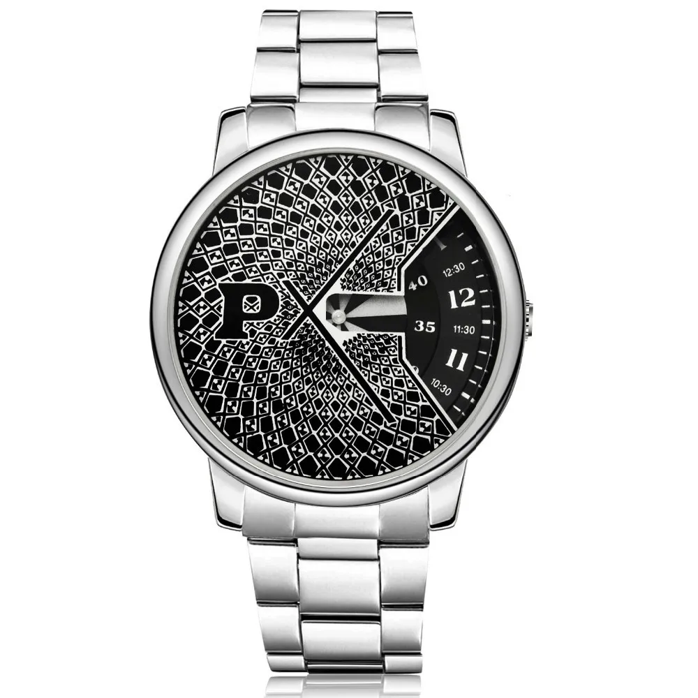 

Paidu Fashion Creative turntable Watch Men Casual Sports Watches Silver Stainless Steel Band Quartz Wristwatches reloj hombre