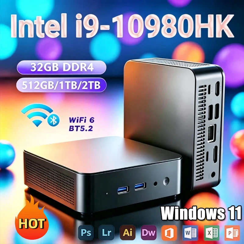 미니 PC, Windows 11 Pro, 인텔 코어 i9 10980HK 프로세서, 16GB RAM, 1TB/2TB SSD, Wi-Fi 6, 블루투스 5.2, 4K HD, 게이밍, 사무용, 학습용 컴퓨터