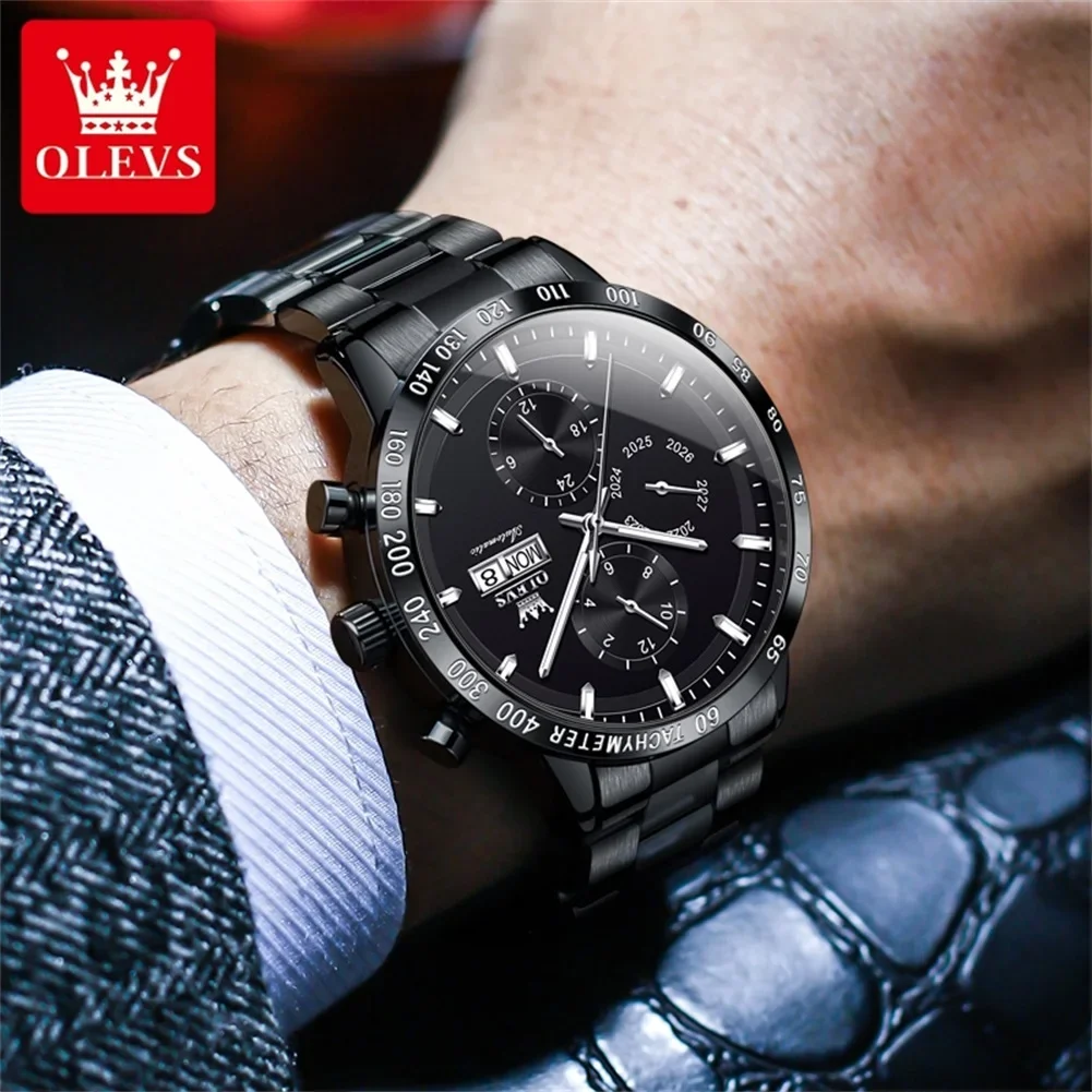 Automatic Movement Olevs Luxury Watch For Men Stainless Steel Watch Strap Calendar Business Simplicity Men'S Mechanical Watches