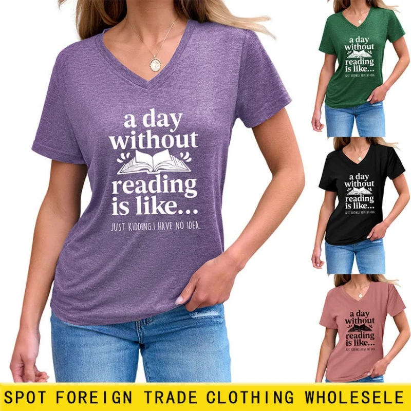 

Fashionable letter-printed T-shirt for women, trendy and versatile summer top, comfortable and loose fit.
