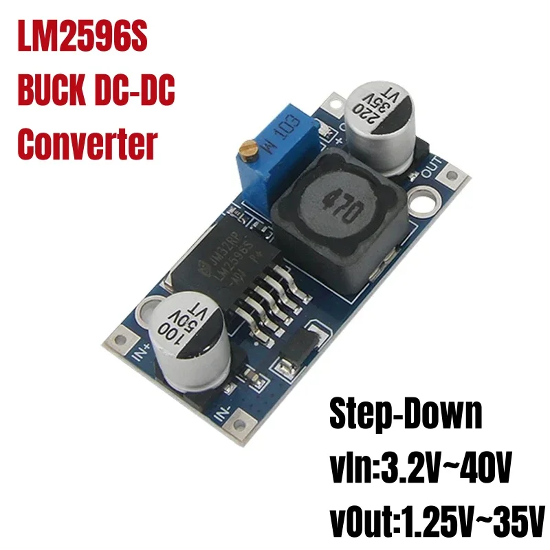 1pcs LM2596S DC-DC Buck Converter Vehicle Stabilizers Step-Down Power Supply Module Adjustable DC1.25V-35V Voltage Regulators