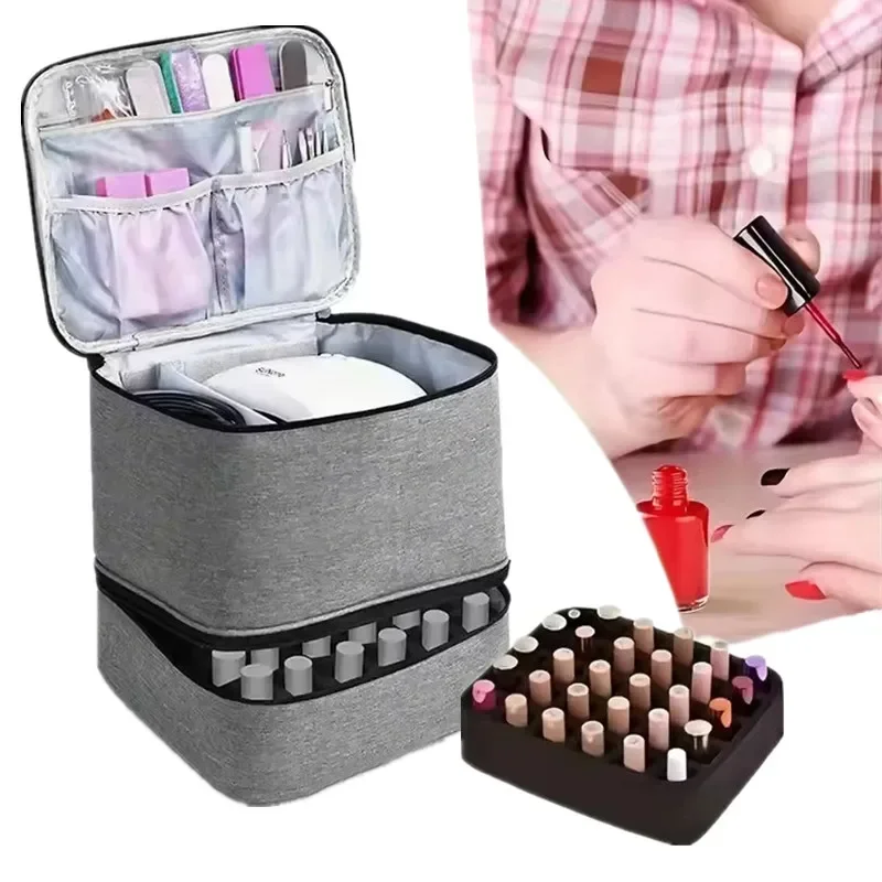 

Double-layer Nail Polish Storage Bag Womens Portable Organizer Travel Essential Oil Storage Box Multi-function Storage Bag Boxes