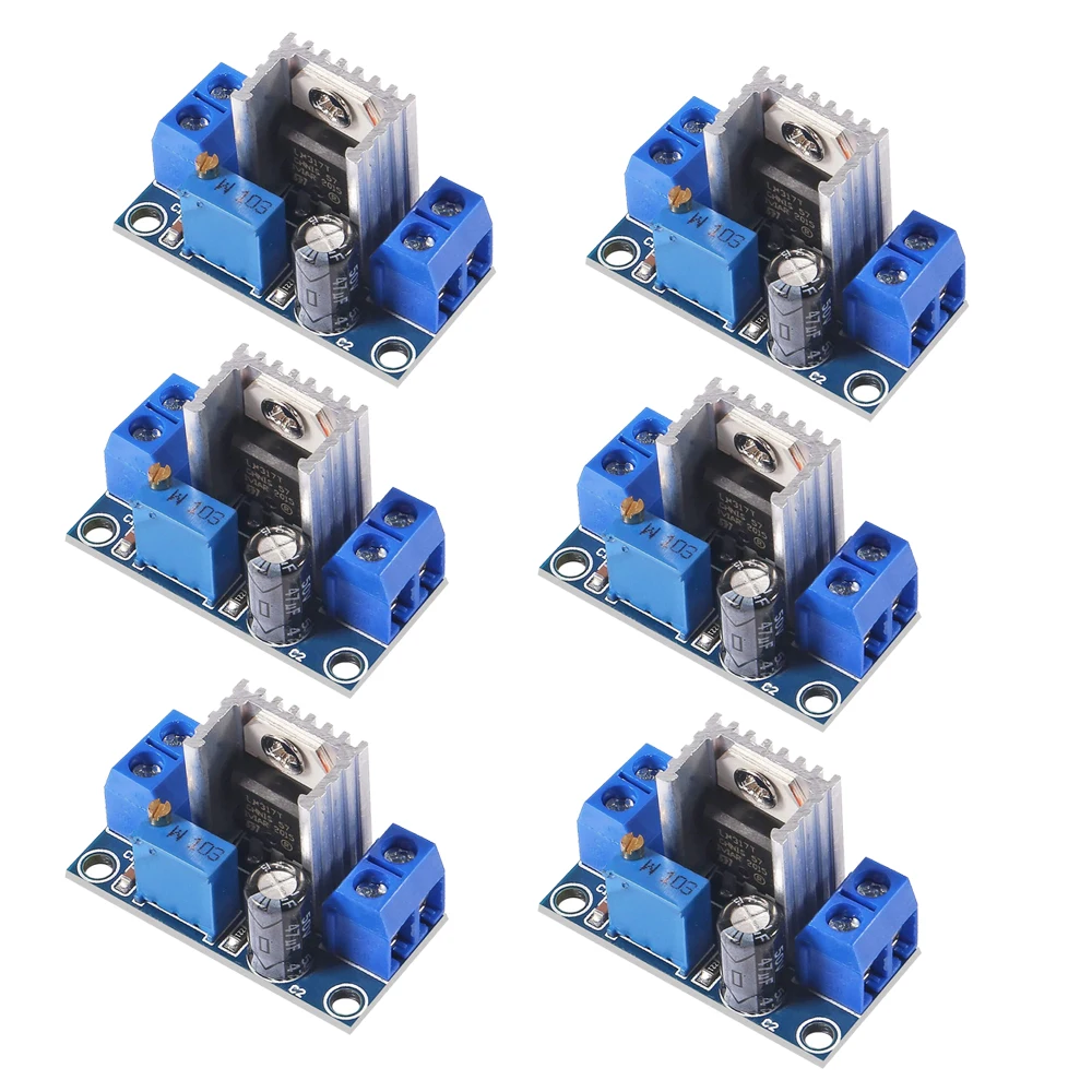 6pcs LM317 Adjustable Voltage Linear Regulator Power Supply LM317 DC-DC 4.2-40V To 1.2-37V Step Down Buck Converter Board Module
