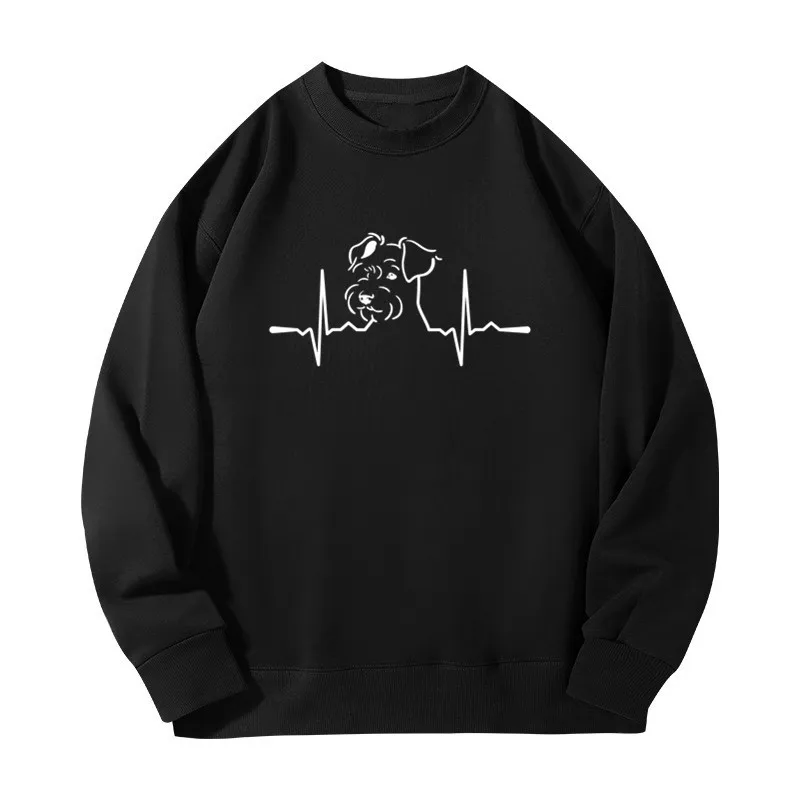 

Schnauzer Dog Heartbeat print streetwear men Women Pullovers Couple hoodie Funny Sweatshirts Outdoor Casual clothing