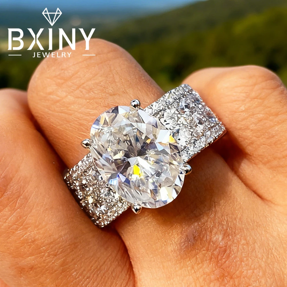 

BXINY Роскошное кольцо с муассанитом овальной огранки 8 карат, стерлинговое серебро 925 пробы, сертифицированный лабораторный бриллиант для женщин, обручальное кольцо, ювелирные изделия, подарок GRA