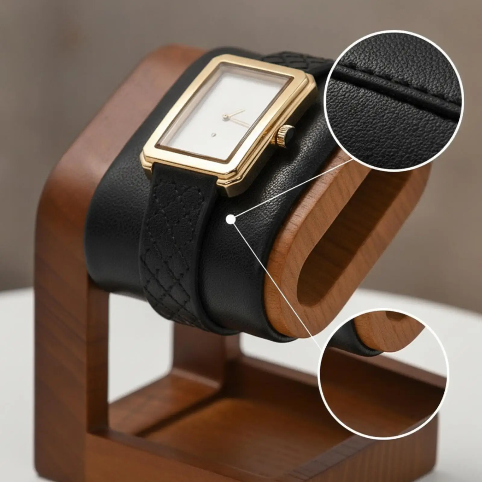 Watch Display Stand Featuring Wooden Base Lightweight for Nightstand