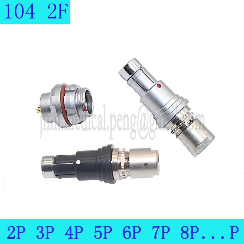 Compatible Fischer 104 M16 2F 2 3 4 5 7 8Pin Short Push-pull Self-locking Round Plug Socket Half-moon Positioning Pin Connector