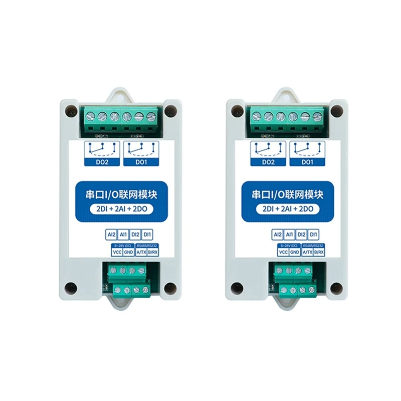 2X MA01-AACX2220 RS485 2DI+2AI+2DO Modbus RTU I/O Network Modules With Serial Port For PLC/Touch Display 2 Switch Output