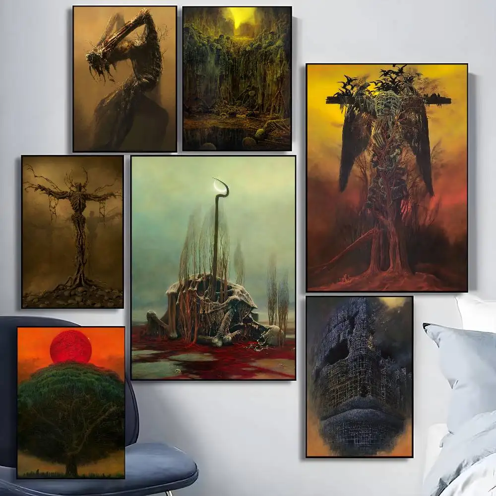 

Cool Zdzislaw Beksinskis art Poster HD art sticky wall waterproof home living room bedroom bar aesthetic decoration
