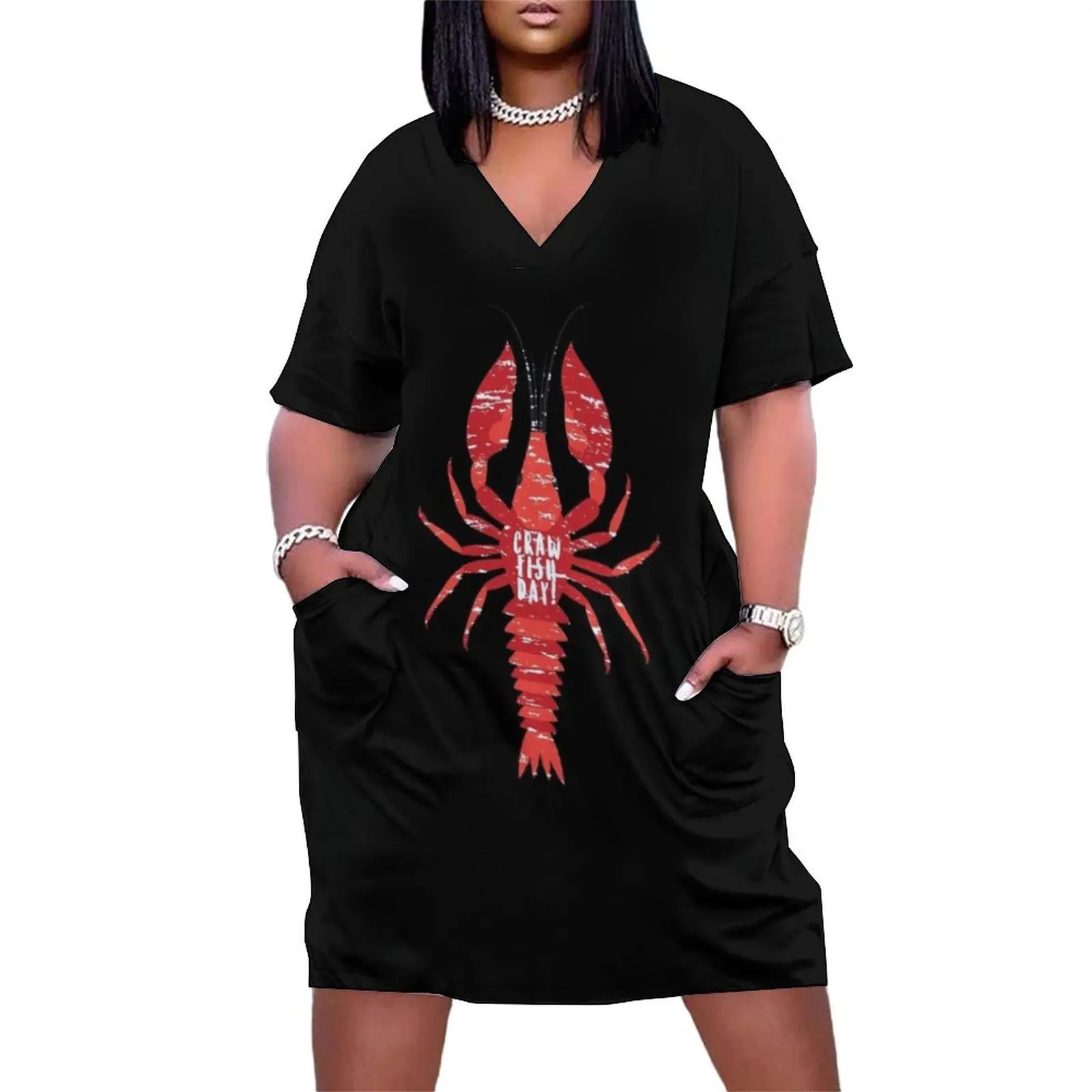 Crawfish Day Cajun Boil Mudbug Festival Loose Pocket Dress dress dresses summer dresses women 2025