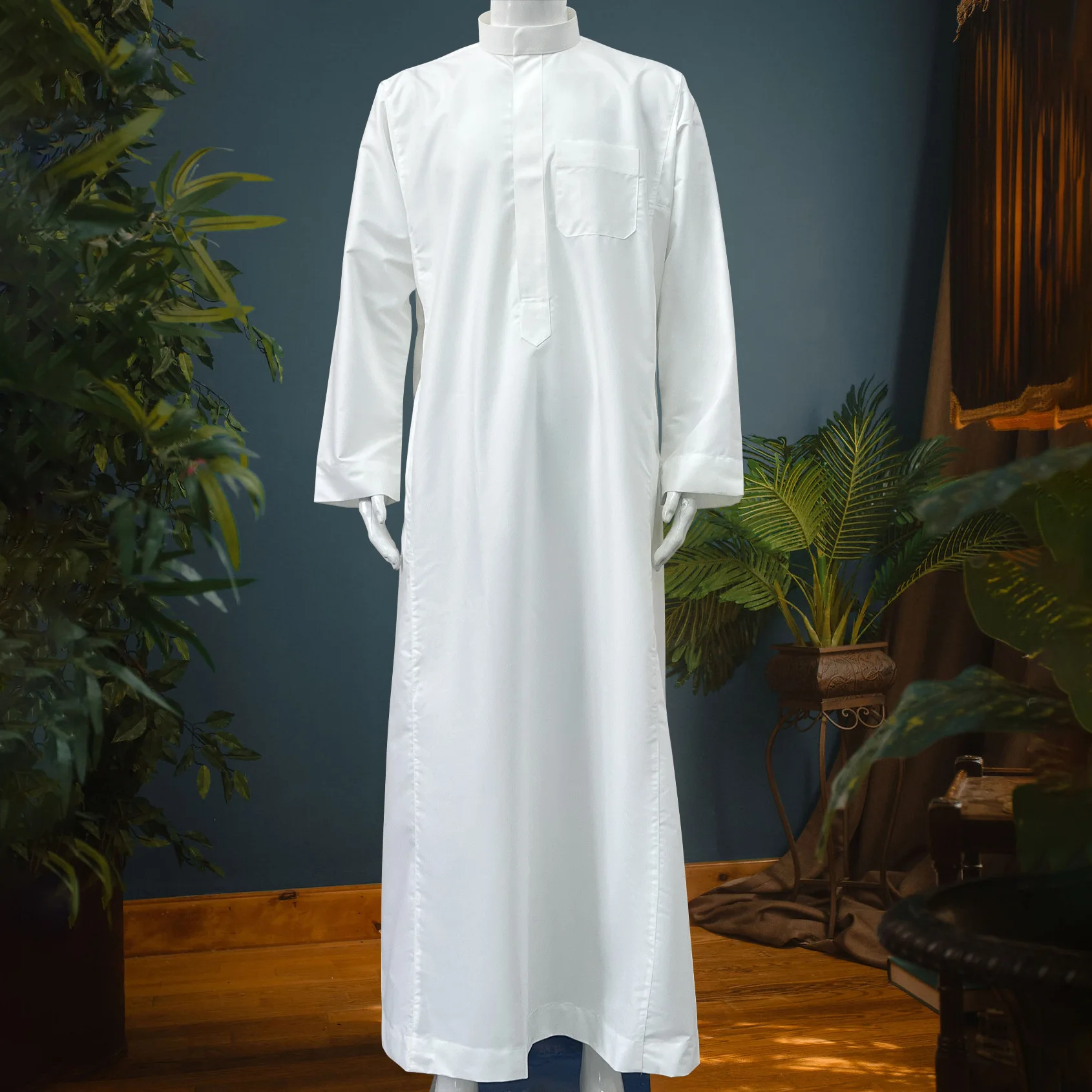 

Muslim Men Jubba Thobe Zipper Kimono Robe Dress Saudi Islamic Muslim Clothing Abaya Dubai Arab Dress Robe Ramadan Middle East