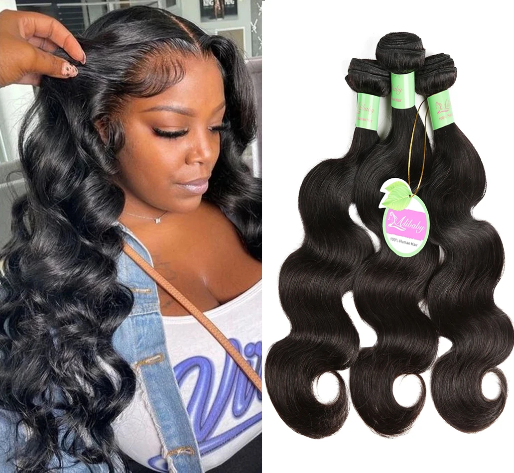 Body Wave Bundles Human Hair Brazilian Remy Hair Bundles 30 Inch Bundles Extensions 3 4 Bundles Deal Natural Black Body Bundles