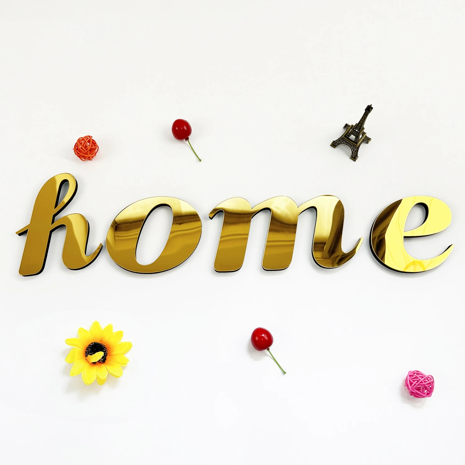 Lowercase الذهب ثلاثية الأبعاد الاكريليك مرآة سطح الخط الفني الإنجليزية رسائل الجدار ملصق قشر وعصا ديكور المنزل الأبجدية ملصقات فنية #5