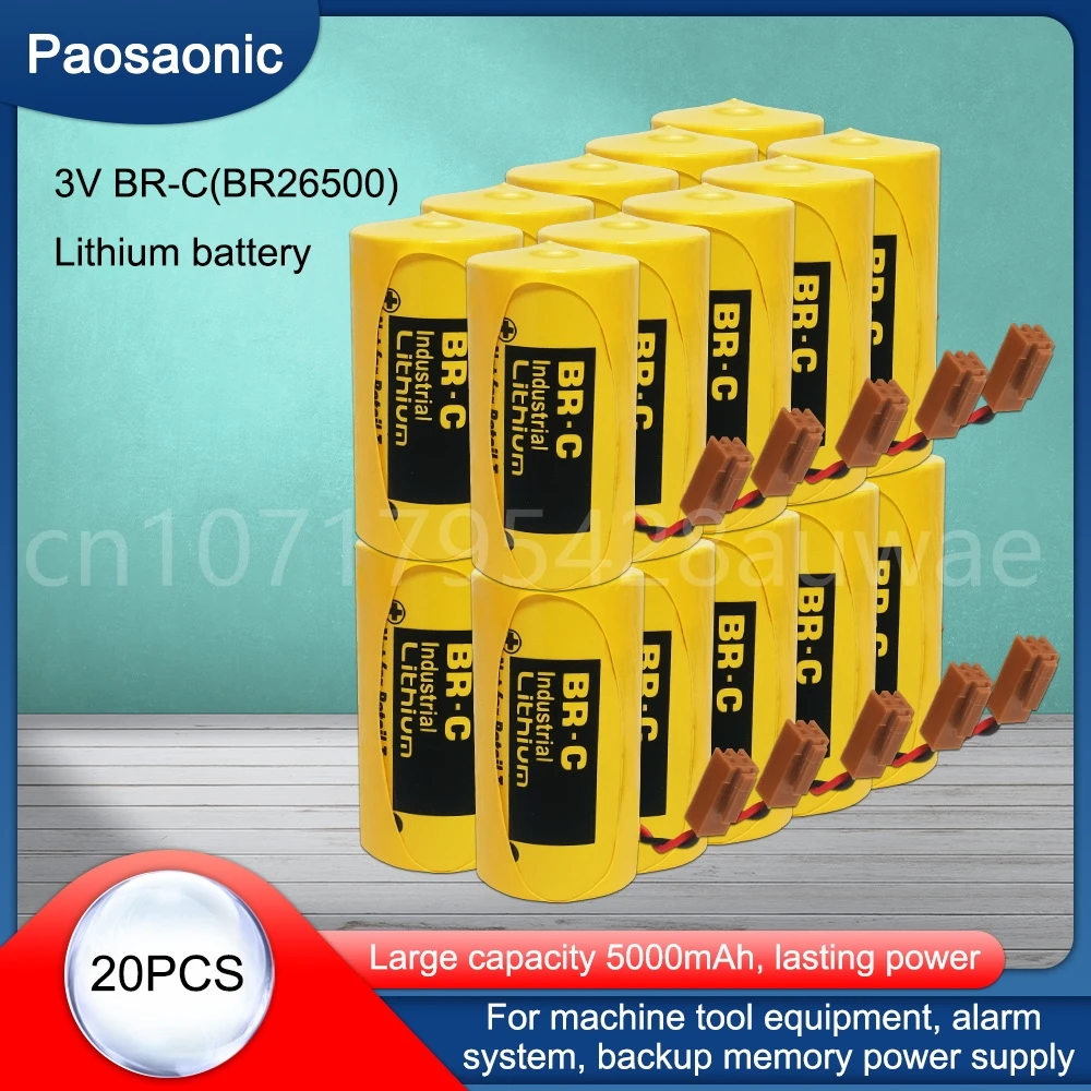 

20PCS BR-C BR26500 Lithium Battery 3V Is Suitable for PLC CNC Machine Tools Water Meter Alarm System 26500 Batteria with Plug