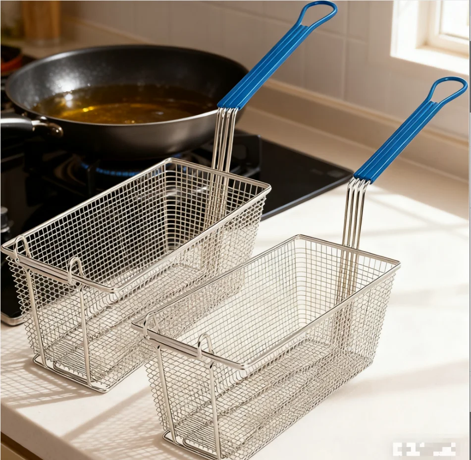 Cesta para freír 2 piezas adecuada para freír varios snacks como patatas fritas, pepitas de pollo, pollo frito, etc.