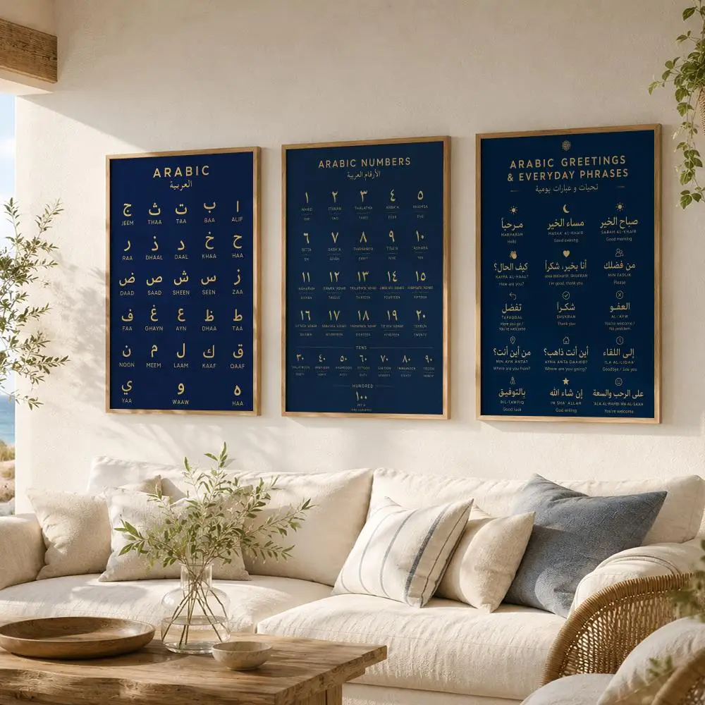 Arabic Alphabet Painting Calligraphy Canvas Poster Art for Bedroom Living Room Home Decor Wall Decoration Decals Gift