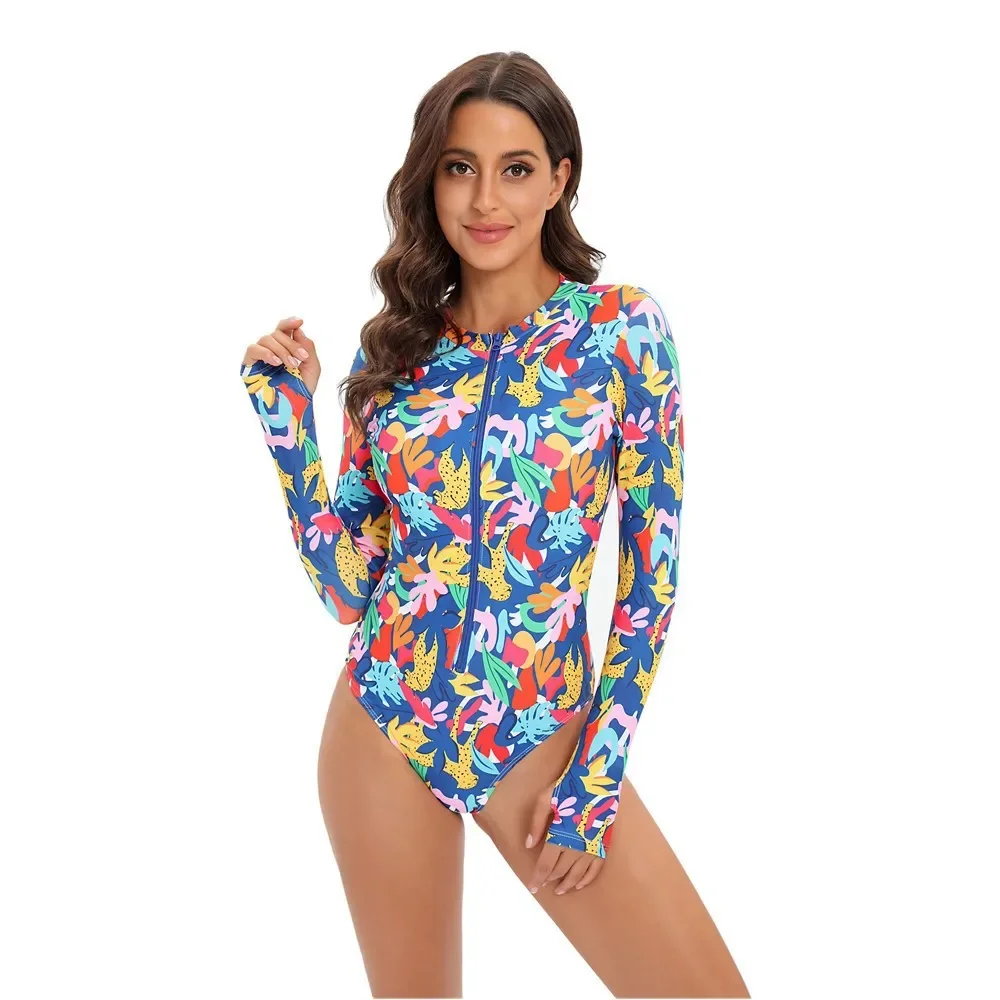 New One-Piece Swimsuit Closed Long Sleeve Swimwear For Sports Surfing Bodysuit Women Swimming Bathing Suit Beachwear Pool Bather