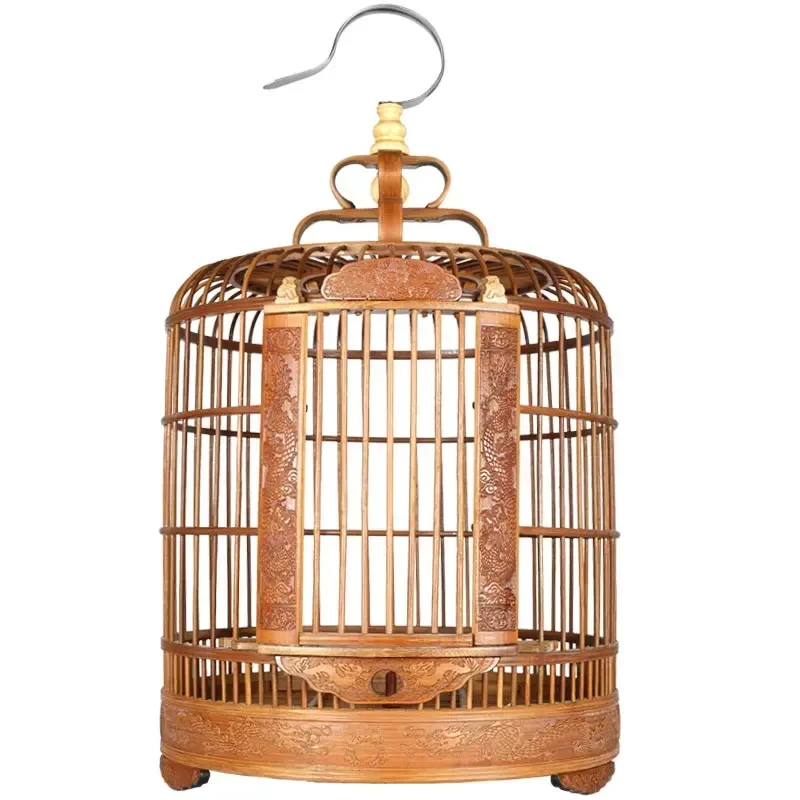 

Bamboo Fine Carving Thrush Bird Cage Bamboo High-end Hand-carved Luxury Large Starling Parrot Grackle Bird Cage