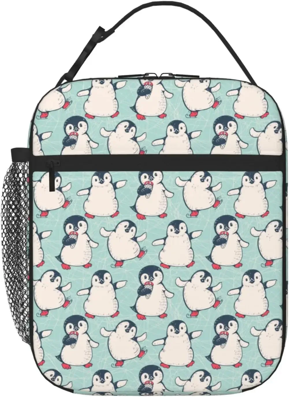 

Cute Penguin Insulated Lunch Box Leakproof Lunch Cooler Reusable Funny Lunch Tote for Adult with Side Pockets Picnic Shopping