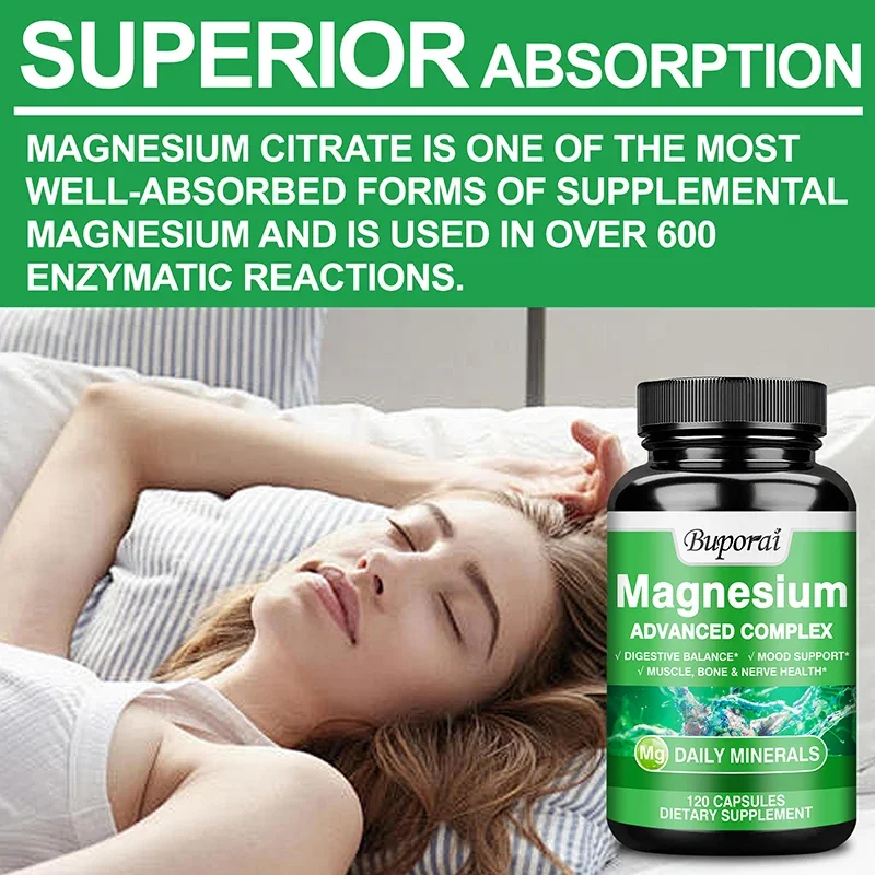 Magnesium Complex - Brain & Heart Health, Mood, Energy & Muscle Relaxation, Non-GMO