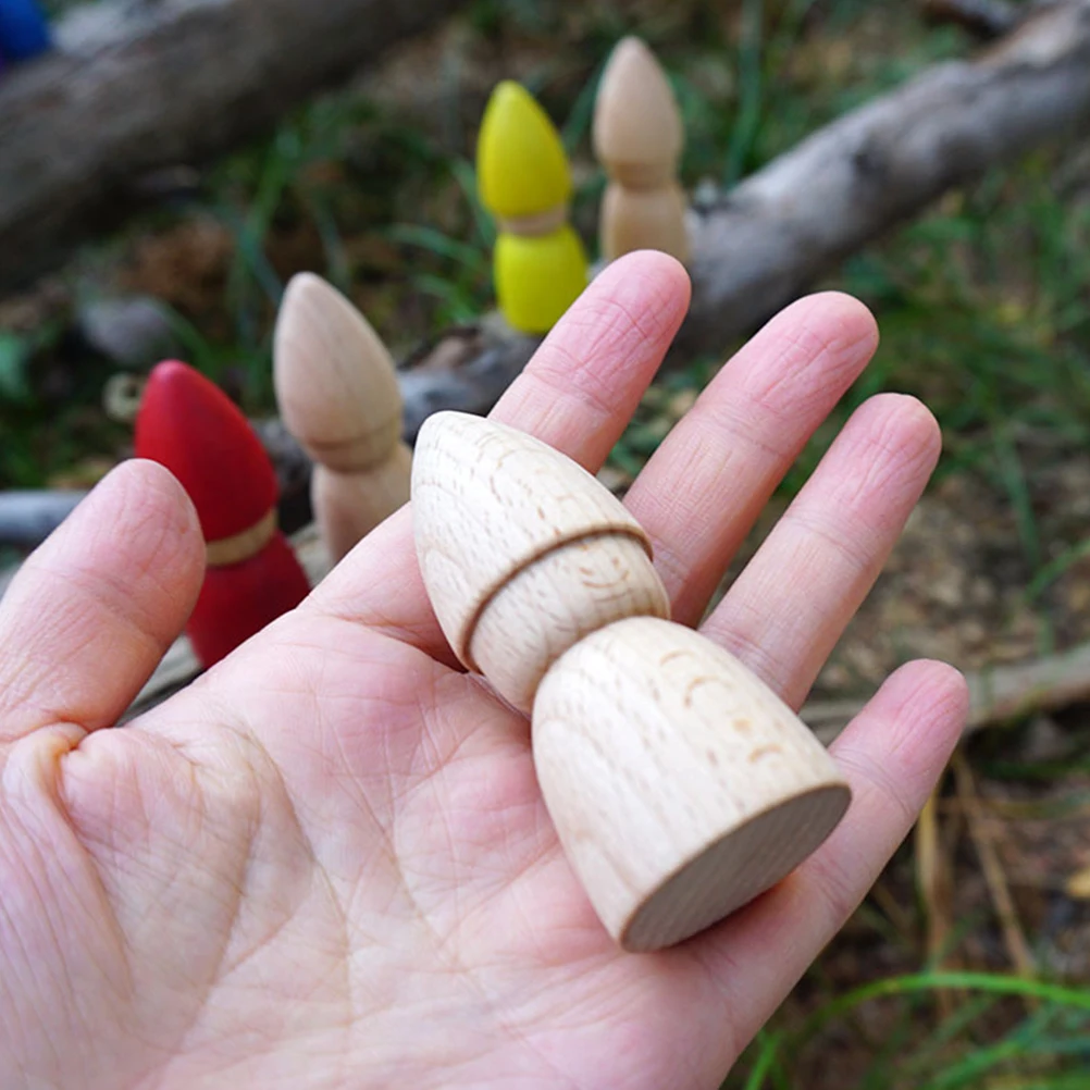 

6 Pcs Wooden Hand-painted Puppet Suit Crafts Ornament Vintage Toy DIY Graffiti Projects Kids Educational Art Accessories Safe