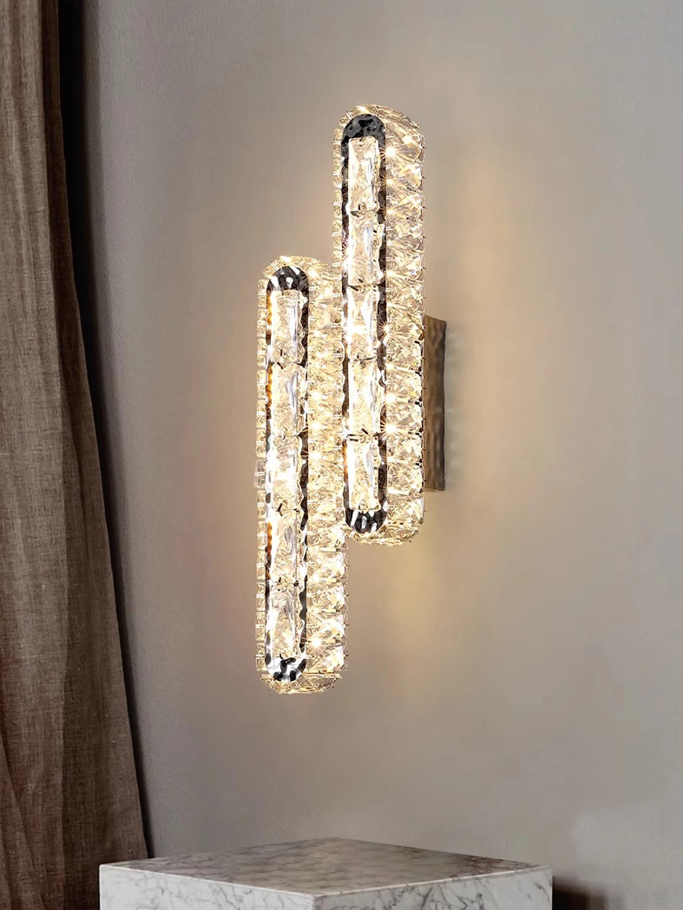 Luz de parede interior de cristal para sala, lâmpada de parede dourada e prateada, decoração de fundo para o corredor