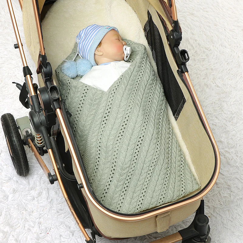 Baby Deken Gebreide Pasgeboren Jongens Meisjes Bed Quilt 90*70Cm Kinderwagen Swaddle Plaid Baby Zachte Kinderen Slaap Covers Fahion Uitgehold