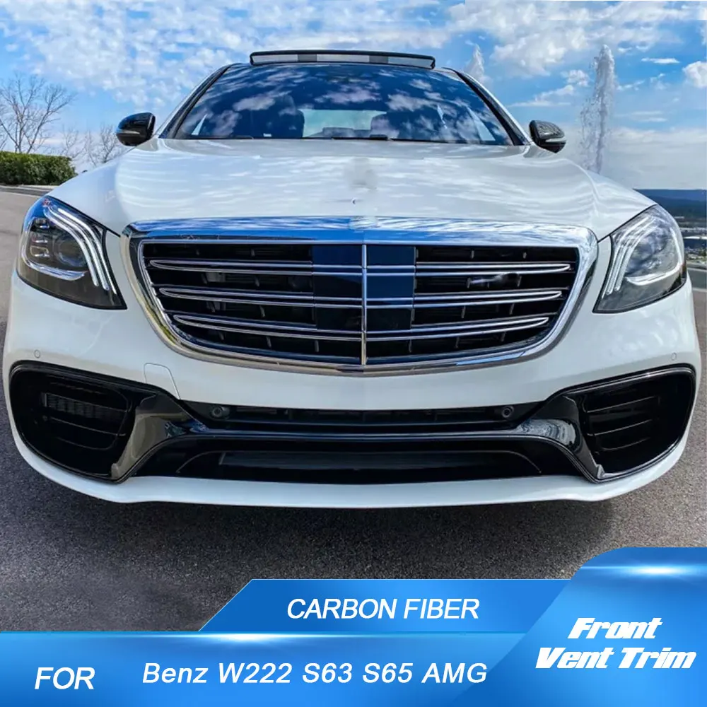 

Автомобильный спойлер из углеродного волокна для подбородка, защита для губ для Mercedes Benz S Class W222 S63 S65 AMG Sedan 2018 2019, украшение переднего вентиляционного отверстия