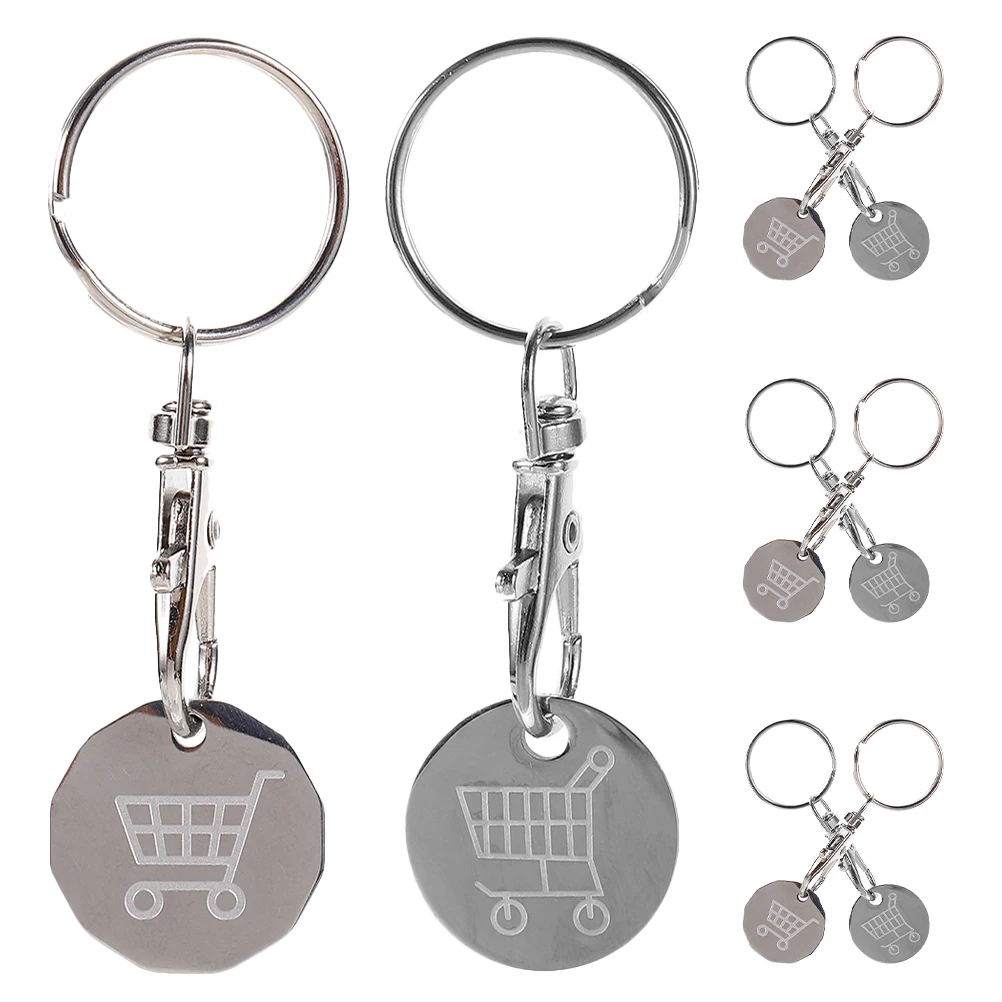 

8 Pcs Stainless Steel Keychain Pretty Keychains for Women Hanging Token Keyring Shopping