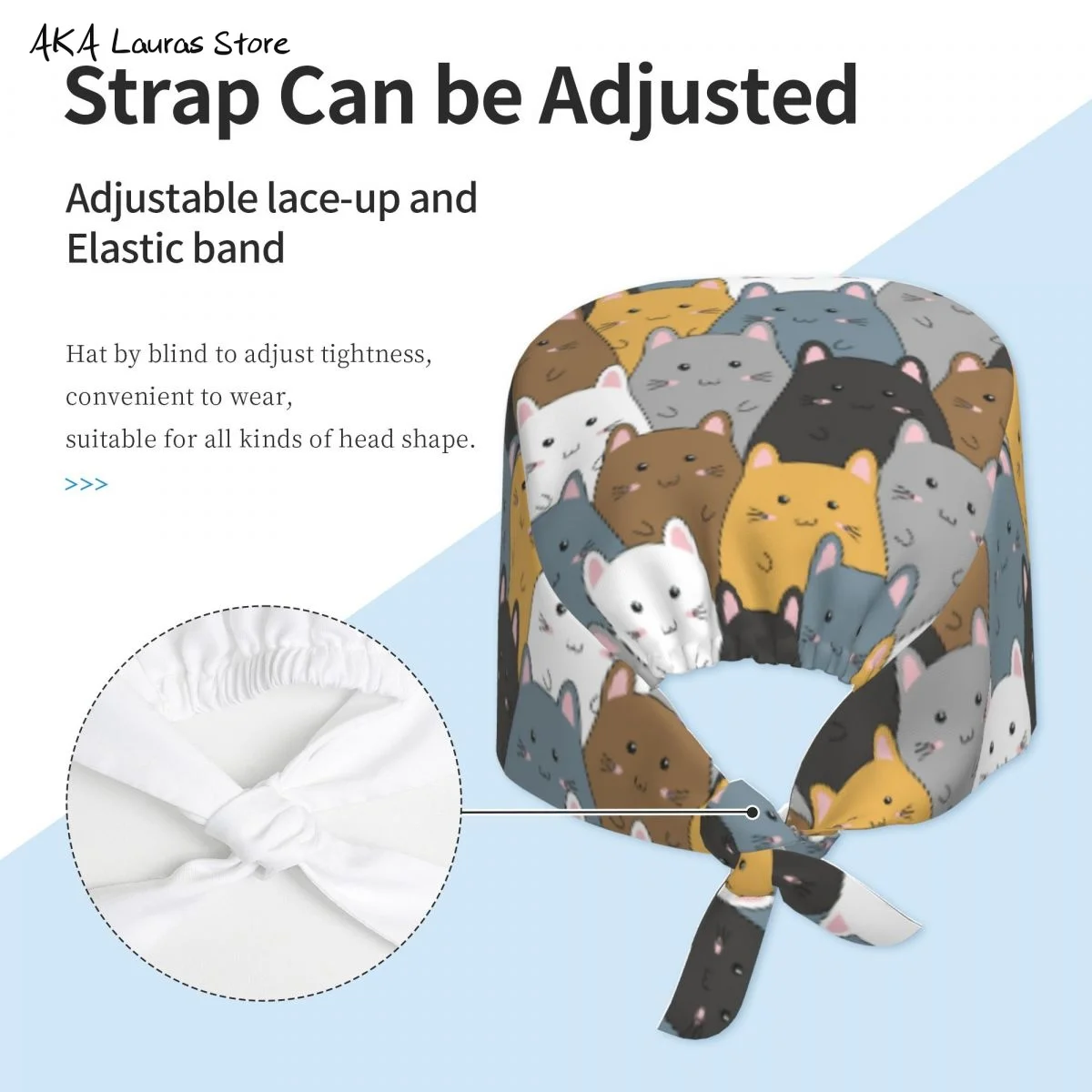 الجملة لطيف الأسرة الكرتون القط قبعة تنظيف قبعة العمل مضحك صالون التمريض قبعة الذكور الجراحية قبعة فرك قبعات